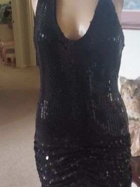 Sky m sexy stretchy sequins halter jeweled leopard neck ruched bottom op…